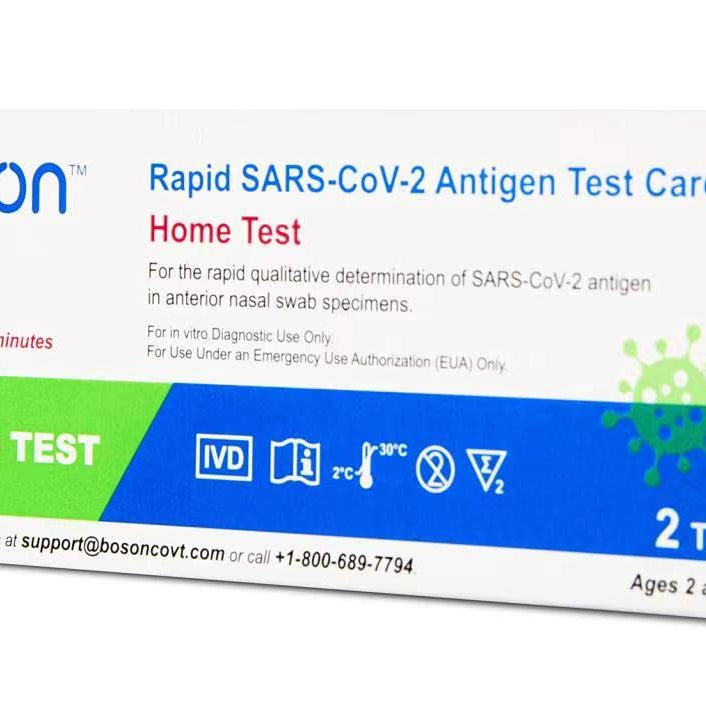 Boson Rapid Antigen Test Card, FDA EUA Authorized OTC at-Home Self Test, 2 Tests Per Pack