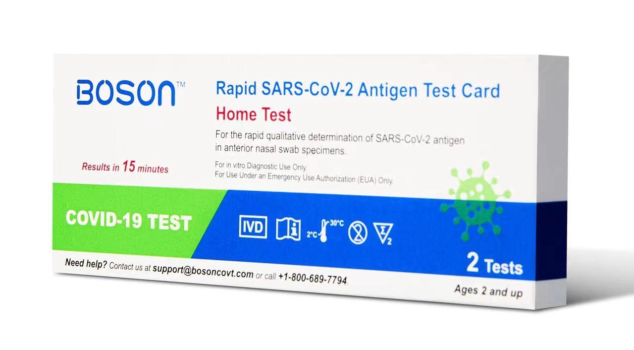 Boson Rapid SARS-CoV-2 Antigen Test Card, FDA EUA Authorized OTC at-Home Self Test, 2 Tests Per Pack