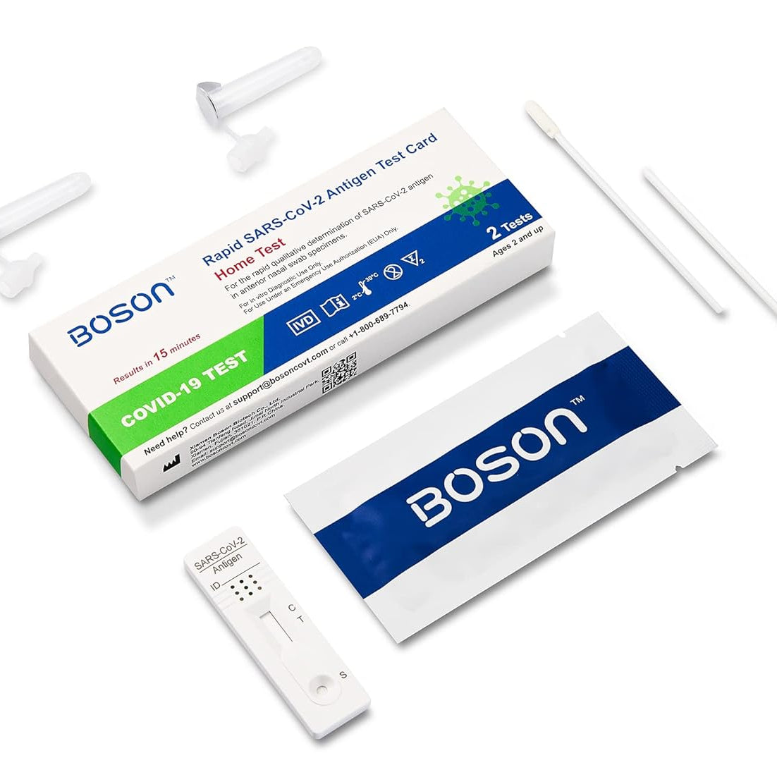 Boson Rapid SARS-CoV-2 Antigen Test Card, FDA EUA Authorized OTC at-Ho ...