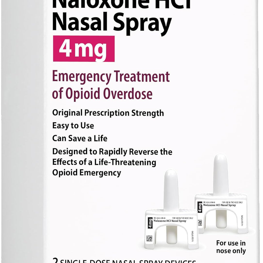 Naloxone HCl Nasal Spray 4mg, Emergency Treatment of Opioid Overdose, 2 Single-Dose Nasal Spray