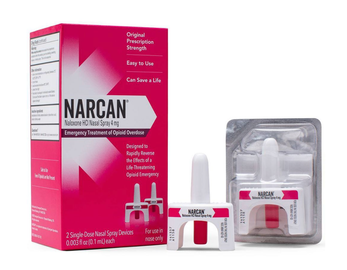 NARCAN (Naloxone) Nasal Spray 4mg Single Dose Opioid Overdose Emergency Treatment - 2ct